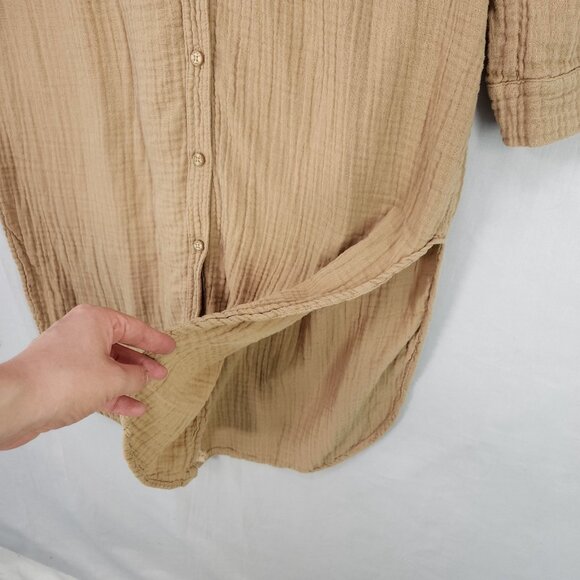 Star X Midi Shirt Dress Size Small Gauze Button Down Beachy Minimalist Boho USA - Picture 13 of 15